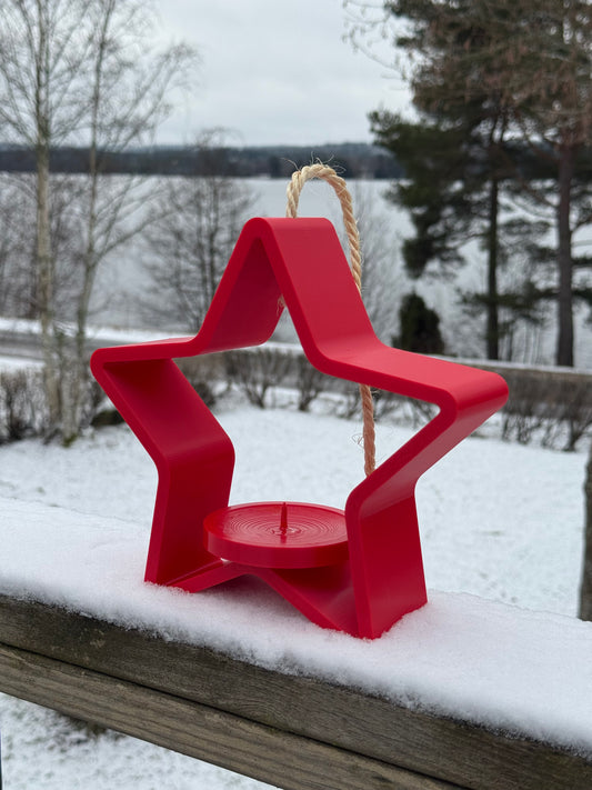 Winterliche Vogelfutterstelle in Sternform